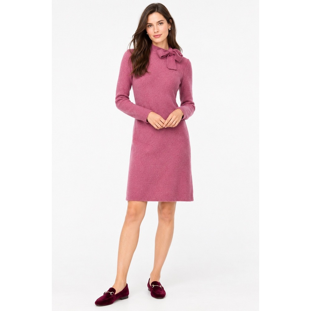 j crew factory knit dress J. | Dresses | Crew Factory Womens Rose Pink Sweater Bow Tie Neck Extra Soft Xs pattern_Appliques